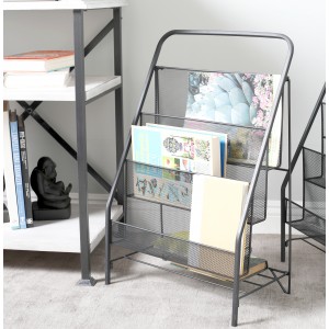 Cole Grey Industrial 3-Tiered Magazine Rack CLRB4315